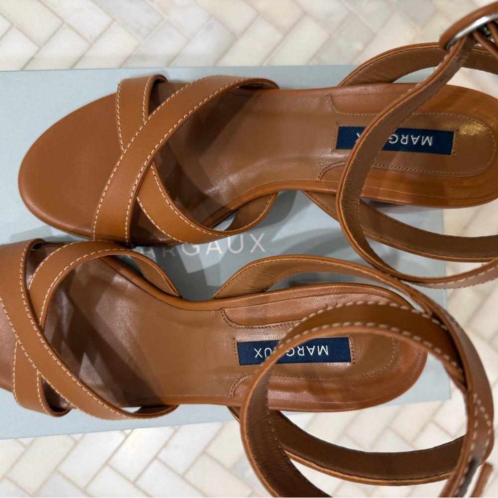 Margaux NY The City Sandal Nappa Saddle US size 8 M EU 38 Excellent condition! - Picture 6 of 7